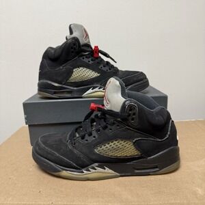 Air Jordan 5 Retro OG‎ BG Black Metallic Silver 845036-003 Boys Size 6Y eu 38.5